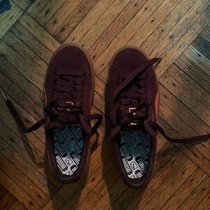 Platform burgundy, and orange Puma Sneakers
